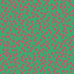Seamless vintage pattern. Small pink flowers . 
bright green background. vector texture. fashionable print for textiles, wallpaper and packaging.