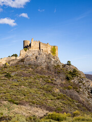 The ruined Castle of Sail-sous-Couzan (France - Loire) during a sunny day in winter