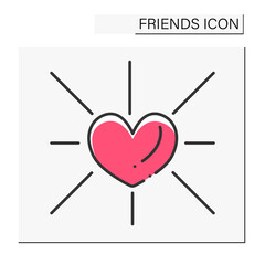 Kindness color icon. Feeling compassion. Caring about people. Human virtue and value. Heart. Friends line icon. Isolated vector illustration