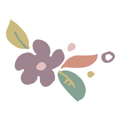 Simple flower and leaf design element isolated.