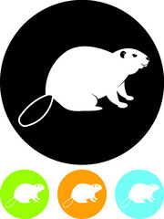 Cute cartoon beaver logo. Vector icon isolated