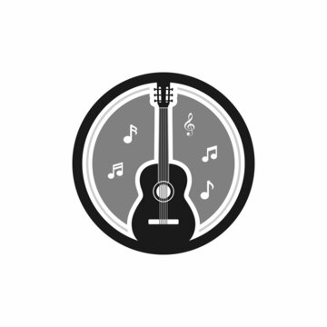 Classical Acoustic Guitar Logo With Tone Icon Design Inspiration
