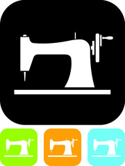 Fashion atelier or tailor shop sign. Sewing machine vector icon