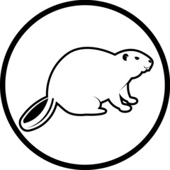 Cute cartoon beaver logo. Vector icon isolated