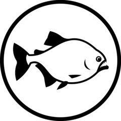 Piranha. Predatory fish with teeth vector icon