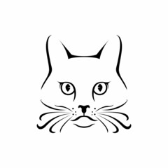 Simple Minimalist Cat Face Illustration Vector Design