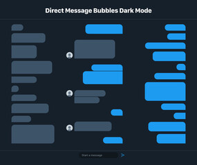 Vector illustration of different size of direct messages bubbles in dark mode