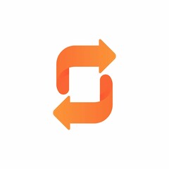 Orange arrow letter s logo design