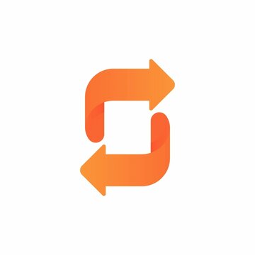 Orange arrow letter s logo design
