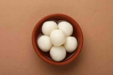 Indian sweet Rasgulla or dry Rosogulla dessert/sweet. selective focus