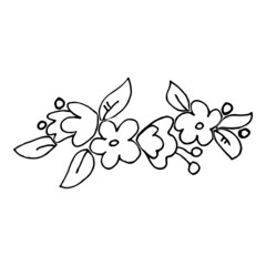 Simple flower crown design element outline isolated.
