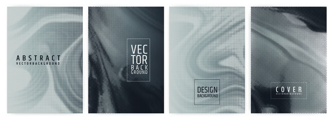 Set of abstract background cover designs. Halftone effect. Vector graphics. Abstract background.