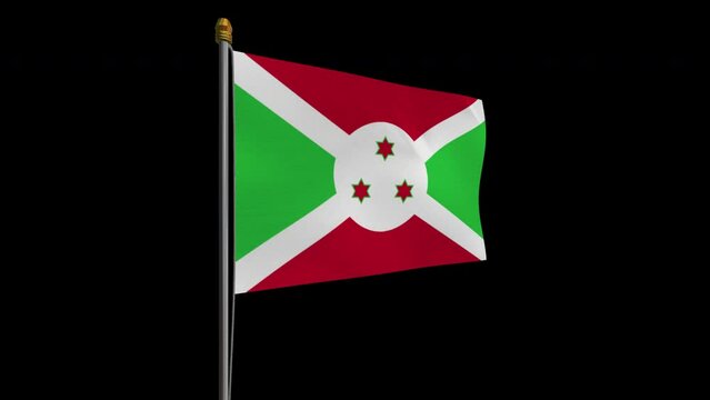 A loop video of the Burundi flag swaying in the wind from the left perspective.