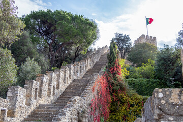 Stairsin Saint George Castle, Lisbon, Portugal