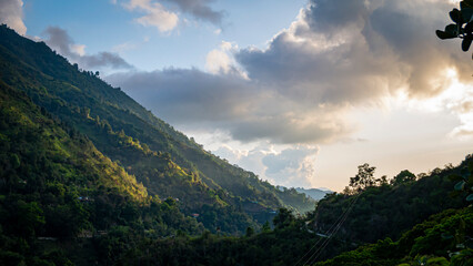 clouds and sunset in the mountains