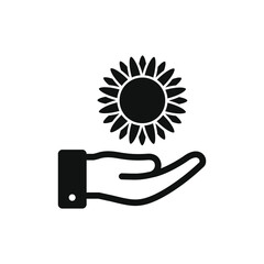 Flower on hand icon design isolated. Vector illustration