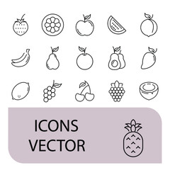 Fruits icons set . Fruits pack symbol vector elements for infographic web