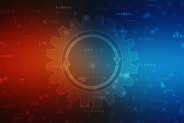 Update icon with binary codes on technology abstract background, Update System Upgrade Software version technology concept