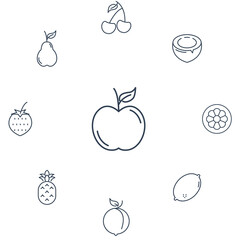 Fruits icons set . Fruits pack symbol vector elements for infographic web