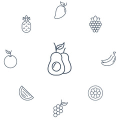 Fruits icons set . Fruits pack symbol vector elements for infographic web