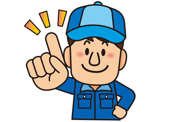 作業員,スタッフ,アルバイト,引越し,工場,派遣,ポイント,ひらめく,思いつく,作業服,作業着,笑顔,男性,仕事,やる気,職業,業者,正社員,働く,かわいい,バイト,会社員,パート,制服,帽子,工事,建築,建設,清掃員,電気屋,水道局,整備士,メンテナンス,男,指さし,説明,案内,人物