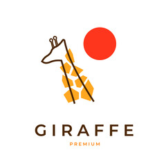 Logo illustration abstract giraffe head behind the sun