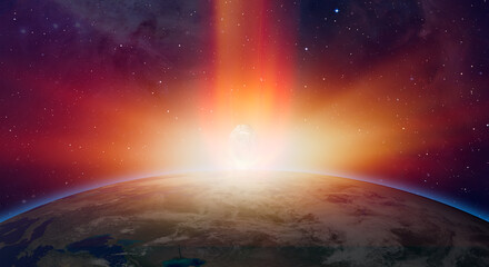 Attack of the asteroid (meteor) on the Earth "Elements of this image furnished by NASA