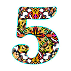 Mandala Number Colorful Page For Kids