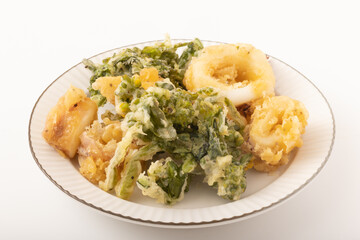 ヤリイカと菜の花のフリット