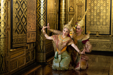 Khon, Is a classical Thai dance in mask. Except for these two characters who weren't wearing masks.