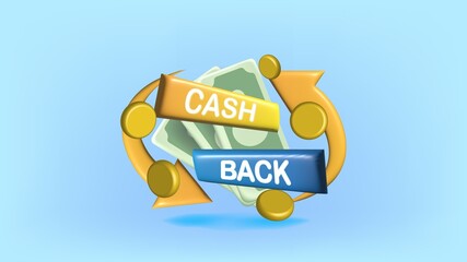 Fototapeta premium 3d Cash back service, financial payment label.