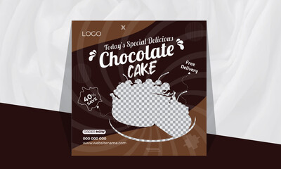 Today's Special Delicious Chocolate cake food menu and Cake-shop social media promotion and Instagram banner post design template Premium 
