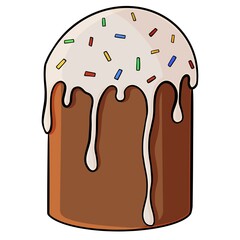 Cartoon traditional easter cake on white background
