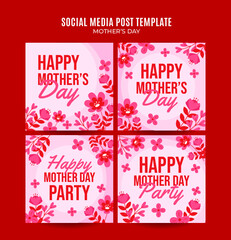 Happy Mother's Day Retro Web Banner for Social Media Square Poster, banner, space area and background