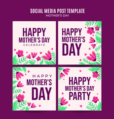 Happy Mother's Day Retro Web Banner for Social Media Square Poster, banner, space area and background