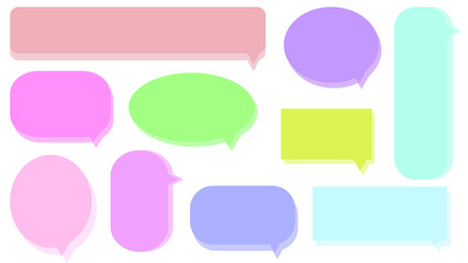 set of blank colorful speech bubble, conversation box, message box, chatbox, speaking bubble