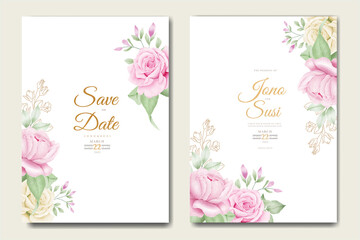 Beautiful floral watercolor wedding invitation card 