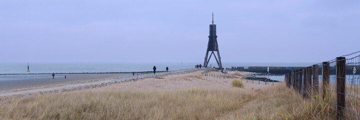 Kugelbake an der Grimmershörn Bucht, Cuxhaven, Niedersachsen, Deutschland, Europa