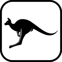Kangaroo silhouette sign. Vector icon isolated on white