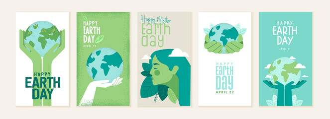 Earth day illustration set. Vector concepts for graphic and web design, business presentation, marketing and print material. - obrazy, fototapety, plakaty