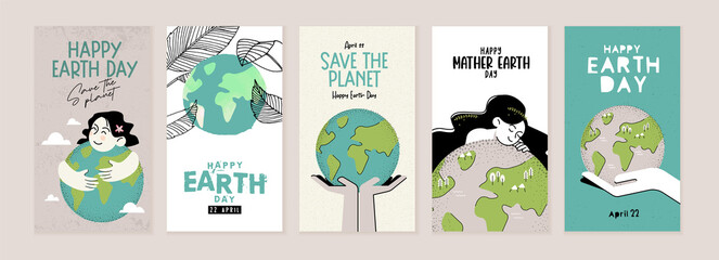 Earth day illustration set. Vector concepts for graphic and web design, business presentation, marketing and print material. - obrazy, fototapety, plakaty