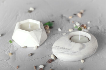 Sets of candles made of soy wax in plaster. Handmade work. Gift wrapping.