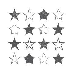Star doodle collection. Hand drawn stars.