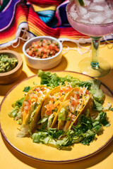 Cinco De Mayo Mexican Holiday Background With Tacos