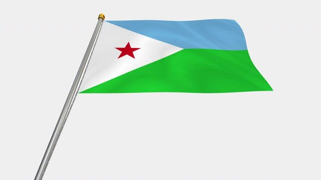 A loop video of the Djibouti flag swaying in the wind from below.