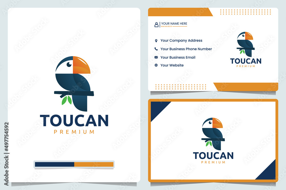 Wall mural toucan bird, logo design and business card