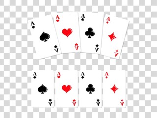 Set of playing card aces in all suits. Vector illustration. EPS10.