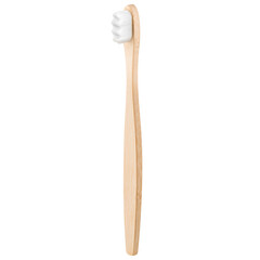 Bamboo wooden toothbrush isolated white background. Ecofriendly lifestyle.