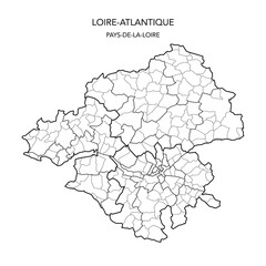 Vector Map of the Geopolitical Subdivisions of the French Department of Loire-Atlantique Including Arrondissements, Cantons and Municipalities as of 2022 - Pays De La Loire - France