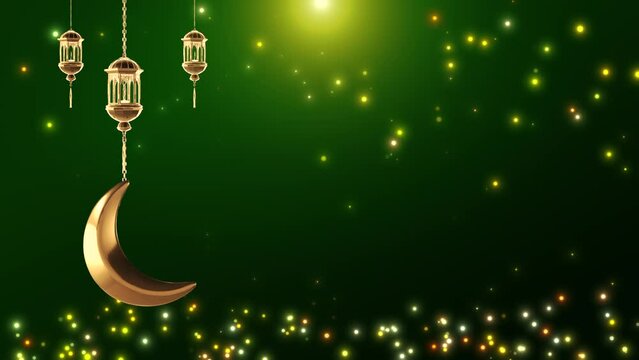 4K Eid mubarak islamic design hanging ramadan candle lantern and mosque, Abstract background animation . Eid Mubarak Islamic design concept with Ramadan. Religious Asian Muslim festival celebration.